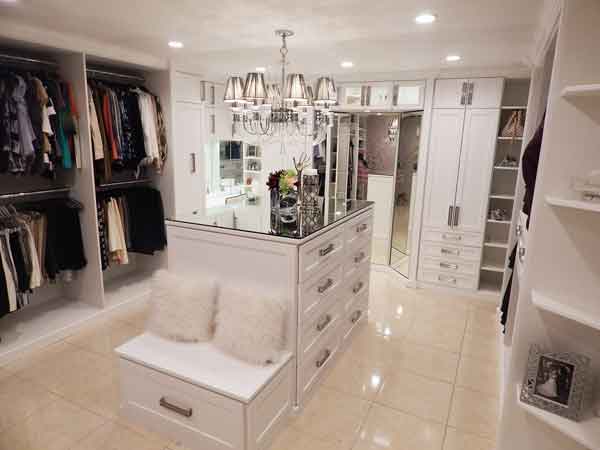 Walk-in Closet Designs (In Photos) with layout, storage, seating